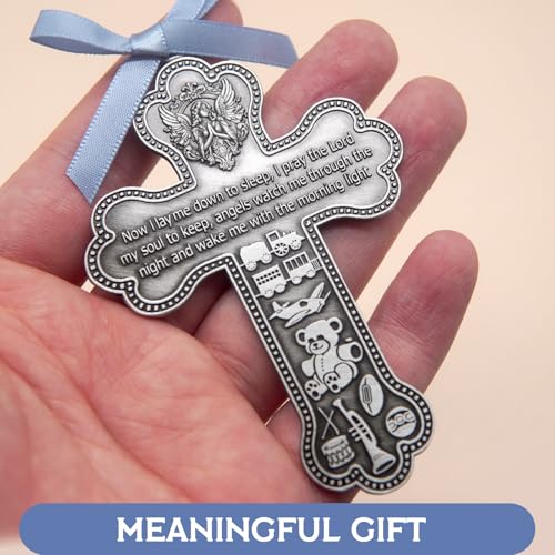 Guardian Angel Cross Baptism Gift with Personalized Engraving