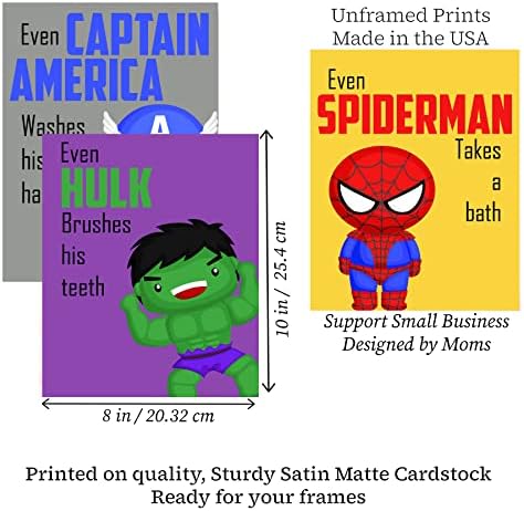 Silly Goose Gifts Superhero Wall Art Print Set of 4
