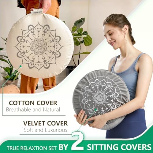 Hihealer Meditation Cushion with Velvet Cover