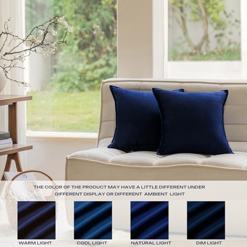 JIAHANNHA Velvet Navy Blue Throw Pillow Covers 2PCS 18x18 Inch