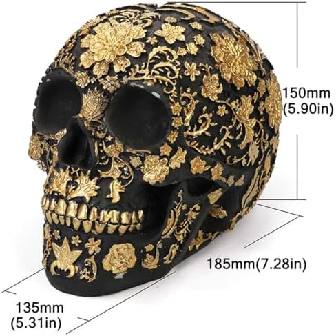 CUZOKOLA Gold Skull Decor - Resin Halloween Head Sculpture