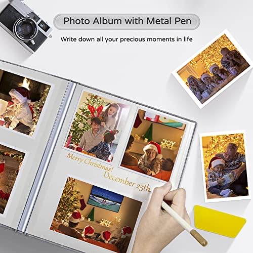 Popotop Large Self-Adhesive 4x6 Photo Album with Metal Pen