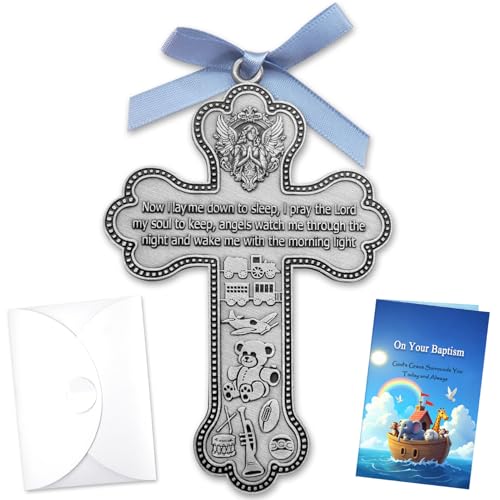 Guardian Angel Cross Baptism Gift with Personalized Engraving