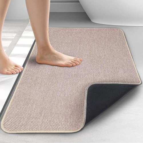 HOMTEB Ultra Thin Bath Rug Set - 17x27 Non-Slip Quick Dry