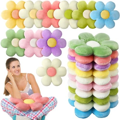 Sratte 10 Pcs Daisy Flower Shaped Throw Pillows