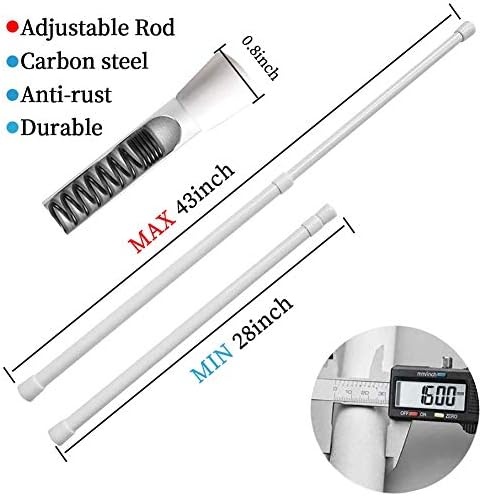 AIJIEGUANG Heavy Duty Spring Tension Rod 28-43 Inches Adjustable Curtain Rod