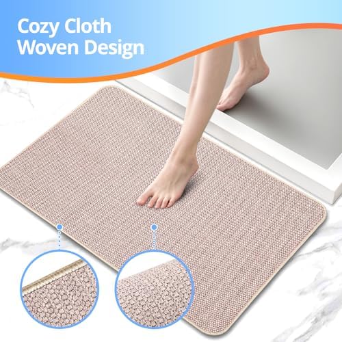 HOMTEB Ultra Thin Bath Rug Set - 17x27 Non-Slip Quick Dry