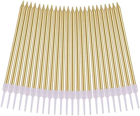 PHD CAKE Gold Long Thin Metallic Birthday Candles 1