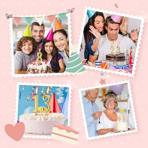 Beanlieve 10-Piece Numeral Birthday Candles - Champagne Gold