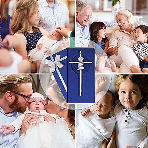 Tryuunion Baby Wall Cross for Boys 7 Inch Silver Baptism Gift