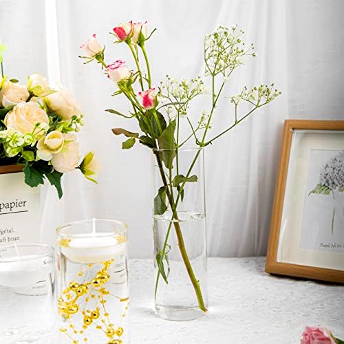 UDU 12 Piece Glass Vase Set with Floating Candles and Pearl String