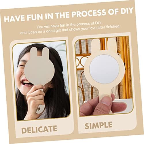 Angoily 12pcs Mini Wooden Hand Mirror DIY Set for Kids