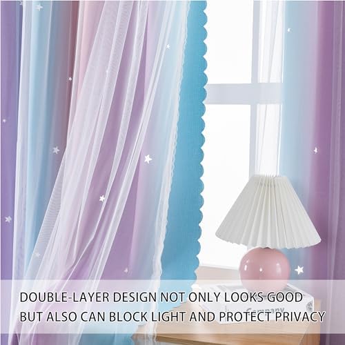 XiDi Girls Purple Rainbow Blackout Curtain Panel
