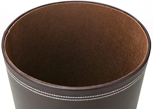 KINGFOM Classic Pu Leather Trash Can for Home and Office
