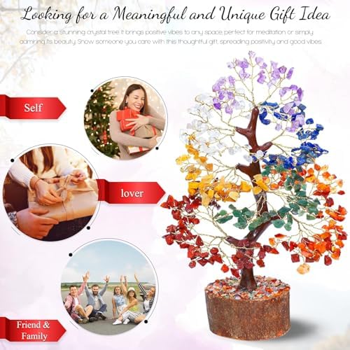 Crocon 7 Chakra Crystal Tree for Women Birthday Gift