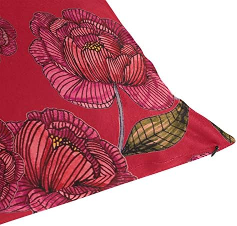 Susiyo Red Peonies Throw Pillow Covers with Hidden Zipper