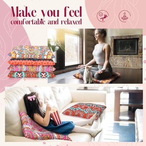 Nuogo 4 Pack 22 Inch Bohemian Floor Pillows
