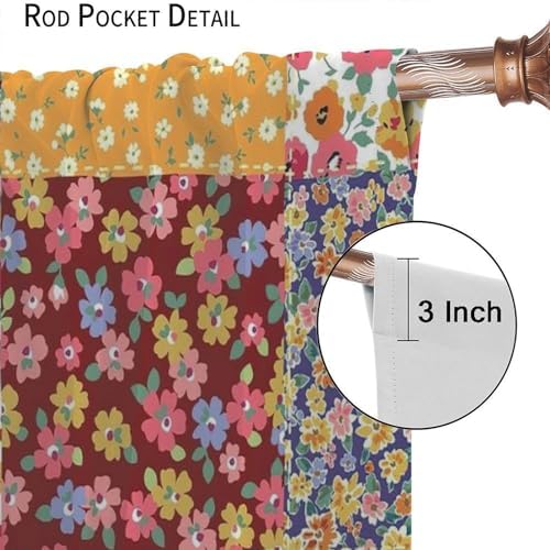 Retro Boho 60s 70s Floral Window Curtains Set
