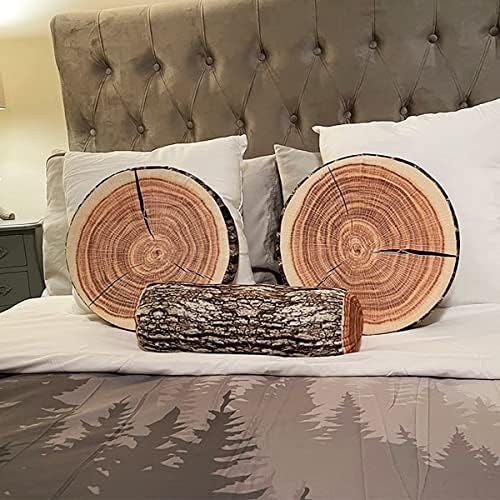 HYSEAS Decorative Wood Log Round Throw Pillow