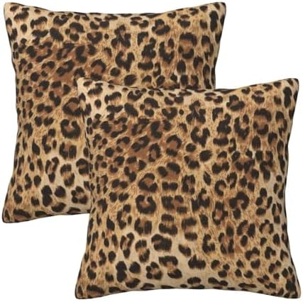 Tebjh Leopard Print Pillow Covers Set of 2 18x18 Inches