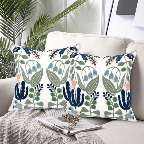 Alysheer Floral Embroidered Throw Pillow Covers Set of 2