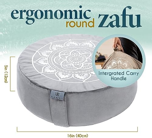 Florensi Meditation Cushion - Velvet Zafu with Buckwheat Fill