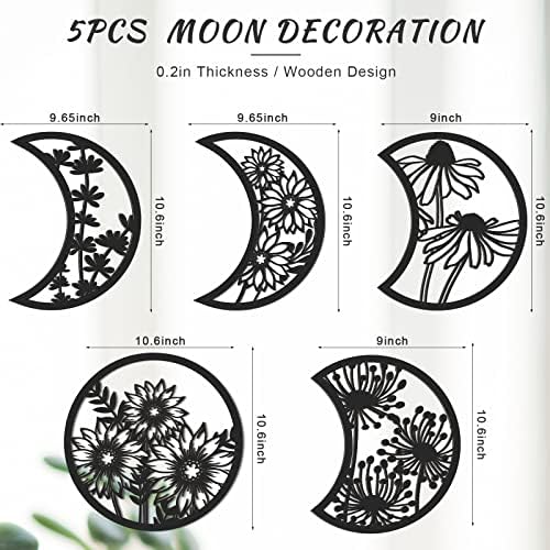 Jetec 5 Pcs Moon Phase Wall Decor Art