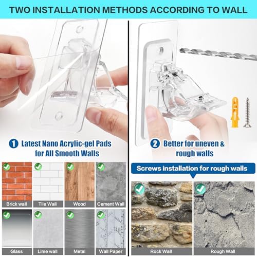 ANDGOO 4 Pack No Drill Curtain Rod Brackets