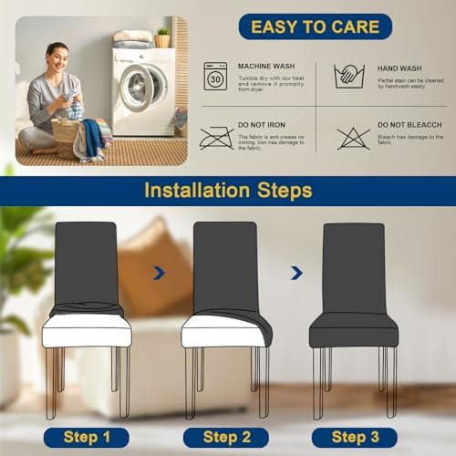 Fafua Chair Covers Set of 6 Stretch Washable for Dining Room