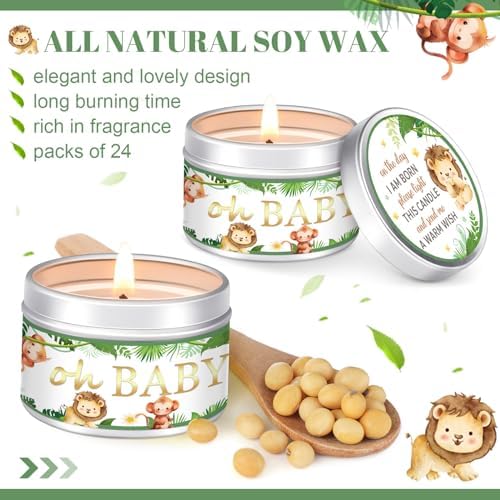 MTLEE 24 Pcs Jungle Animal Scented Candles Baby Shower Favors
