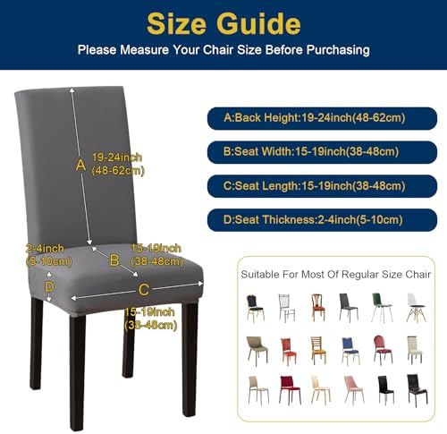 Fafua Chair Covers Set of 6 Stretch Washable for Dining Room