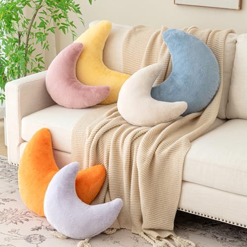 Znhinery Moon Pillow Decorative Throw Pillow with Soft Faux Rabbit