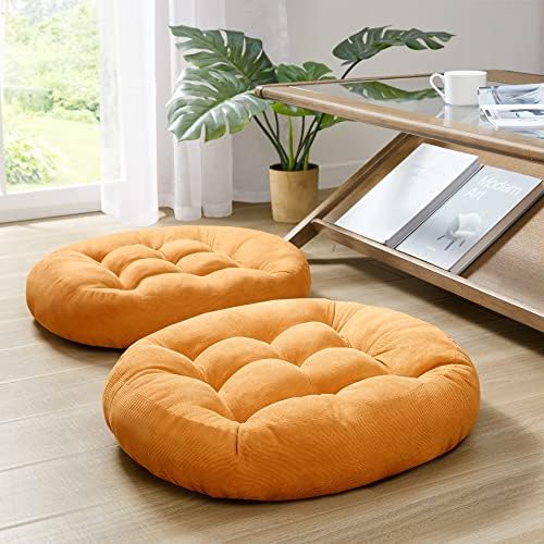 Degrees of Comfort Floor Cushion Pillow Set of 2 Orange Yellow