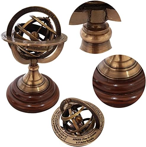 Handmade Brass Armillary Sphere Globe Clock for Home and Office