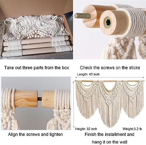 Achart Macrame Wall Hanging Boho Decor with Wooden Bead