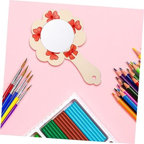 Angoily 5pcs Wooden Mirror Set for Kids Handmade DIY Craft