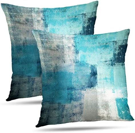 Set of 2 Turquoise Abstract Throw Pillow Covers