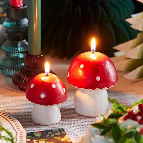 Talking Tables Red Mushroom Candle for Christmas Table Decor