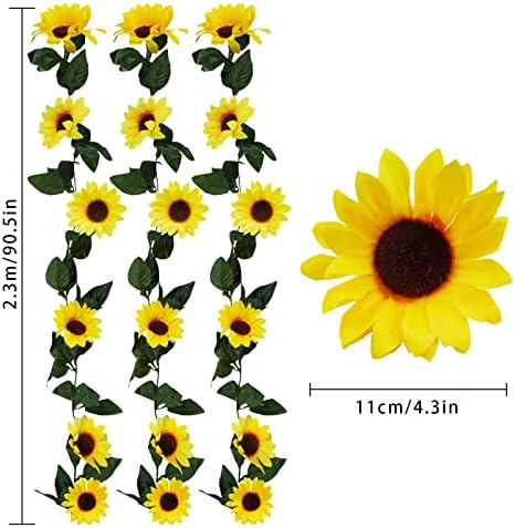 Uieke 3 Pack Artificial Sunflower Garland 75ft