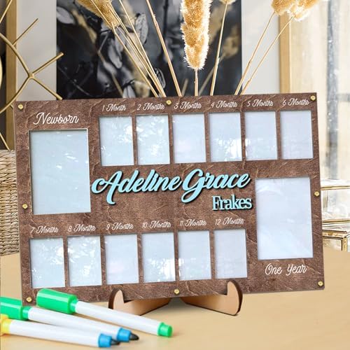 Personalized First Year Photo Frame for Baby 12 Months Memory Display