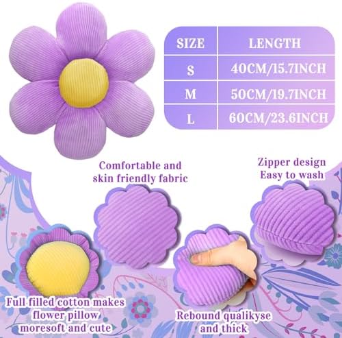 Sratte 3 Pcs Flower Shaped Throw Pillows