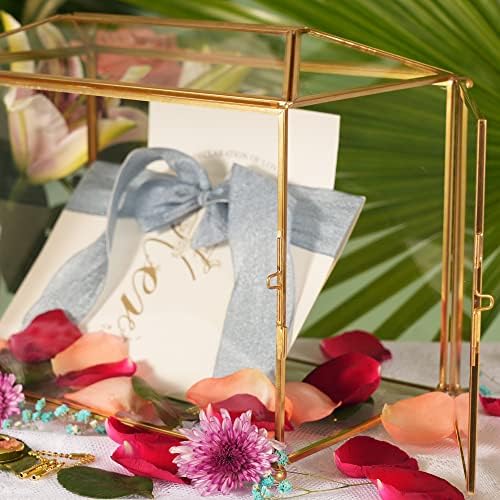 126 Golden Glass Card Box with Brass Lock for Wedding Reception