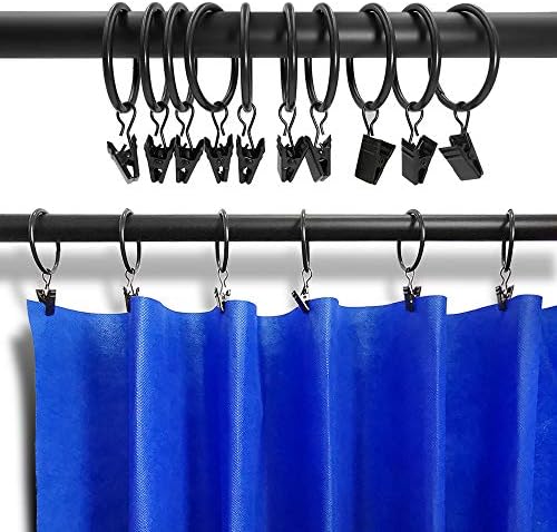 20 Pack Black Metal Curtain Clips with Rings
