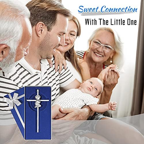 Tryuunion Baby Wall Cross for Boys 7 Inch Silver Baptism Gift