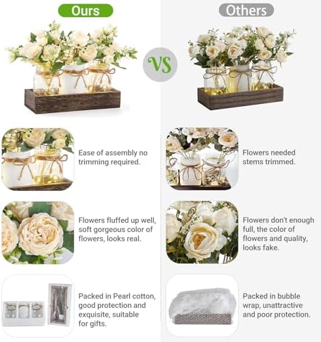 Mkono Lighted Mason Jar Centerpiece Set 1