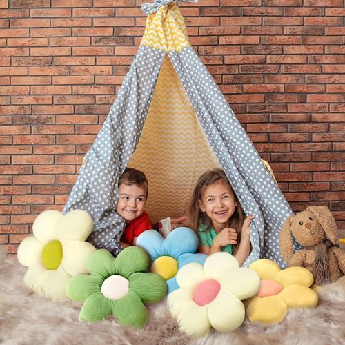 Sratte 10 Pcs Daisy Flower Shaped Throw Pillows