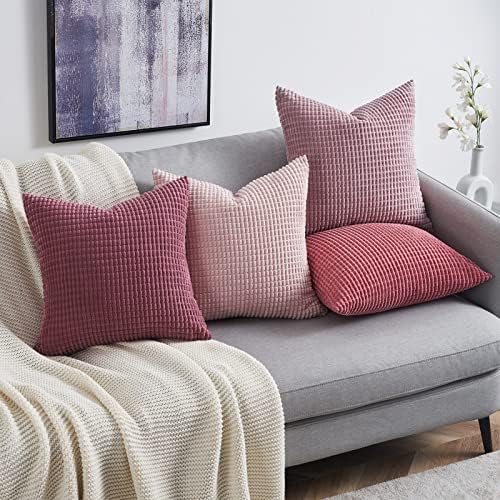 Topfinel Fluffy Corduroy Throw Pillow Covers Set of 4 1