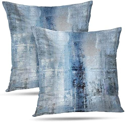 Alricc Blue Grey Abstract Art Pillow Cover Set of 2