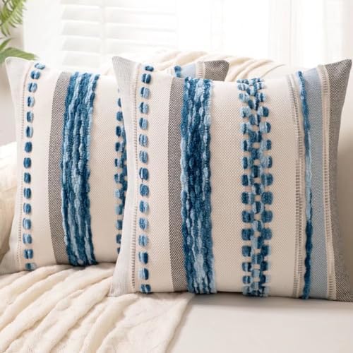 WANLIRD Boho Striped Throw Pillow Covers Set of 2