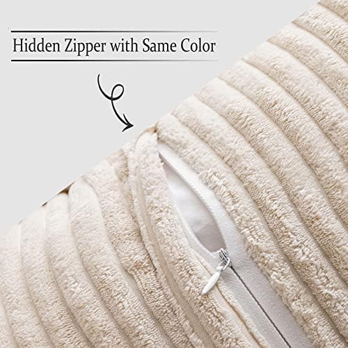 MIULEE Corduroy Pillow Covers Set of 2 Beige